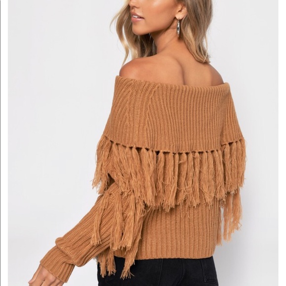 🎉HP🎉 Camel Fringe Sweater - Picture 3 of 6
